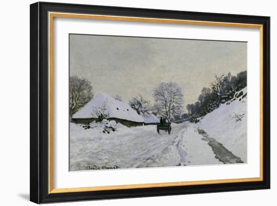 Route in the Snow near Honfleur, c.1867-Claude Monet-Framed Giclee Print