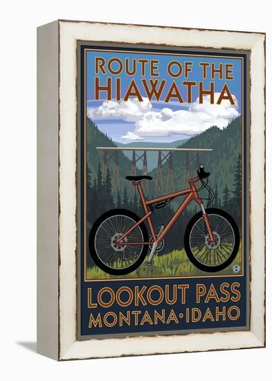 Route of the Hiawatha St. Regist, Montana - Mountain Bike Scene-Lantern Press-Framed Stretched Canvas