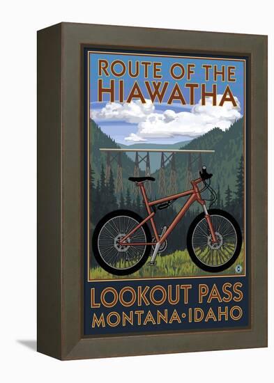 Route of the Hiawatha St. Regist, Montana - Mountain Bike Scene-Lantern Press-Framed Stretched Canvas