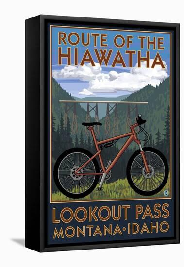 Route of the Hiawatha St. Regist, Montana - Mountain Bike Scene-Lantern Press-Framed Stretched Canvas