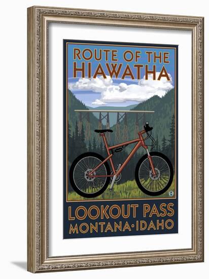 Route of the Hiawatha St. Regist, Montana - Mountain Bike Scene-Lantern Press-Framed Art Print