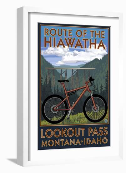 Route of the Hiawatha St. Regist, Montana - Mountain Bike Scene-Lantern Press-Framed Premium Giclee Print