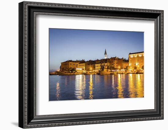 Rovinj, Croatia, Europe. View of the City at Dusk from the Harbour-Francesco Riccardo Iacomino-Framed Photographic Print