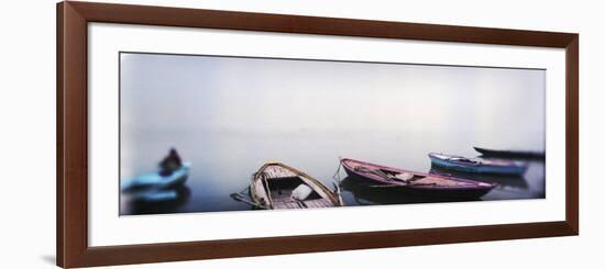 Row Boats in a River, Ganges River, Varanasi, Uttar Pradesh, India-null-Framed Photographic Print
