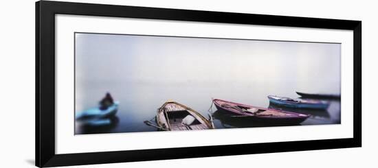 Row Boats in a River, Ganges River, Varanasi, Uttar Pradesh, India-null-Framed Photographic Print