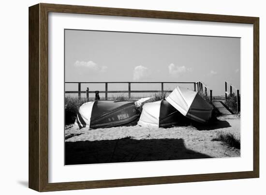 Row Boats on Ocean Beach Fire Island New York B/W-null-Framed Photo