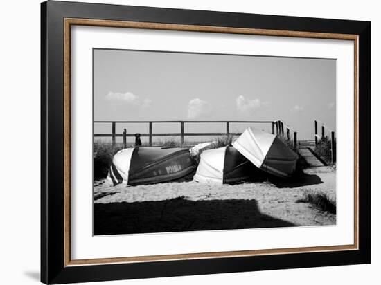 Row Boats on Ocean Beach Fire Island New York B/W-null-Framed Photo