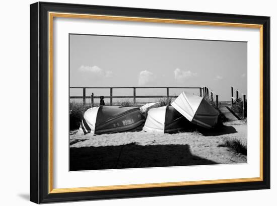 Row Boats on Ocean Beach Fire Island New York B/W-null-Framed Photo