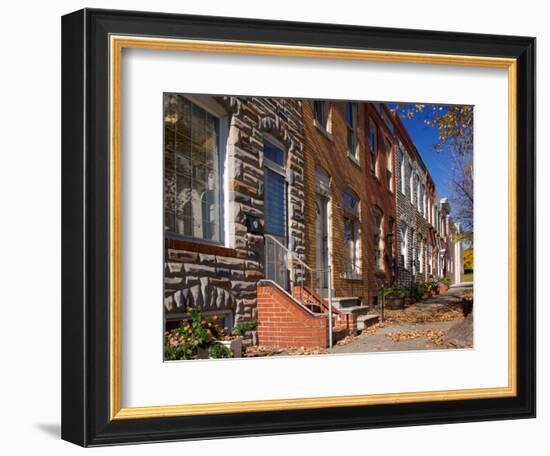 Row Houses in Fells Point Neighborhood, Baltimore, Maryland, USA-Scott T. Smith-Framed Photographic Print