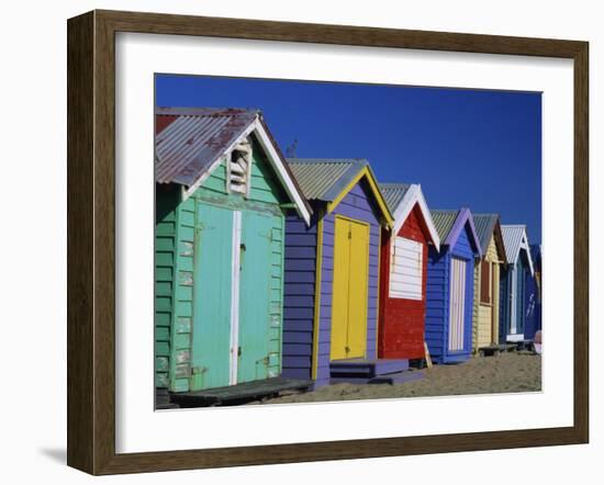 Row of Beach Huts Painted in Bright Colours, Brighton Beach, Near Melbourne, Victoria, Australia-Mawson Mark-Framed Photographic Print