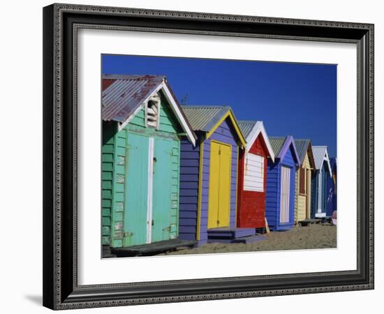 Row of Beach Huts Painted in Bright Colours, Brighton Beach, Near Melbourne, Victoria, Australia-Mawson Mark-Framed Photographic Print