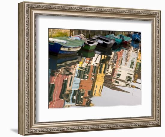 Row of Boats and Colorful Houses, Burano, Venice, Italy-Wendy Kaveney-Framed Photographic Print