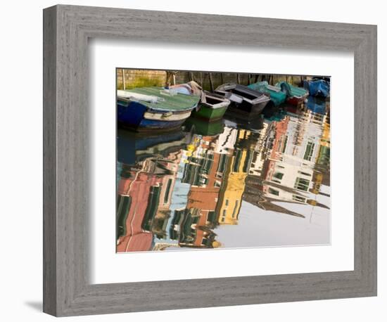 Row of Boats and Colorful Houses, Burano, Venice, Italy-Wendy Kaveney-Framed Photographic Print