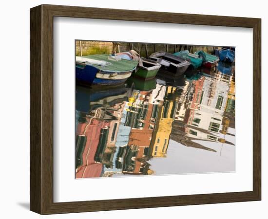 Row of Boats and Colorful Houses, Burano, Venice, Italy-Wendy Kaveney-Framed Photographic Print