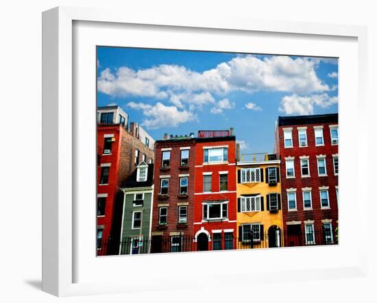 Row of Brick Houses in Boston Historical North End-elenathewise-Framed Photographic Print