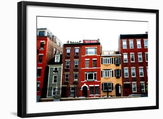 Row of Brick Houses in Boston Historical North End-elenathewise-Framed Photographic Print