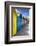 Row of Colourful Beach Huts and their Shadows with Green Hill Backdrop-Eleanor Scriven-Framed Photographic Print