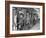 Row of Cows' Rumps, with Fat Cheeked Family of Six Milking Them, in Neat Cow Barn-Alfred Eisenstaedt-Framed Photographic Print