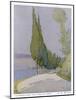 Row of Cypress Trees Edge the Path Near Salo Lake Garda-M. Mccrossan-Mounted Art Print