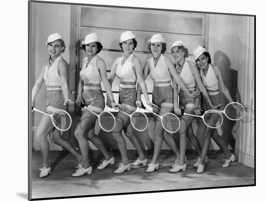 Row of Female Tennis Players in Matching Outfits-null-Mounted Photo