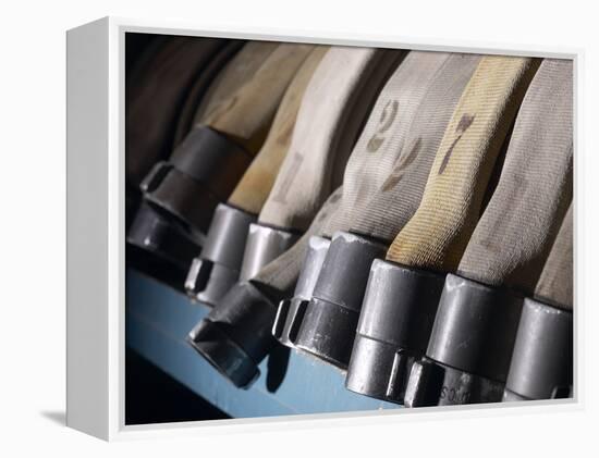 Row of Fire Hoses-null-Framed Premier Image Canvas