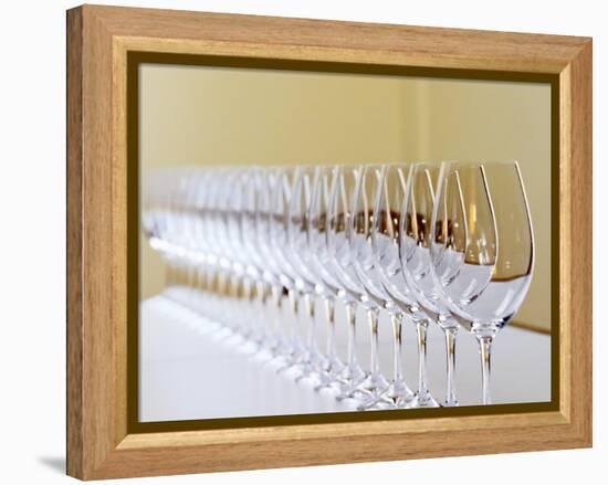 Row of Glasses for Tasting, Chateau Baron Pichon Longueville, Pauillac, Medoc, Bordeaux, France-Per Karlsson-Framed Premier Image Canvas