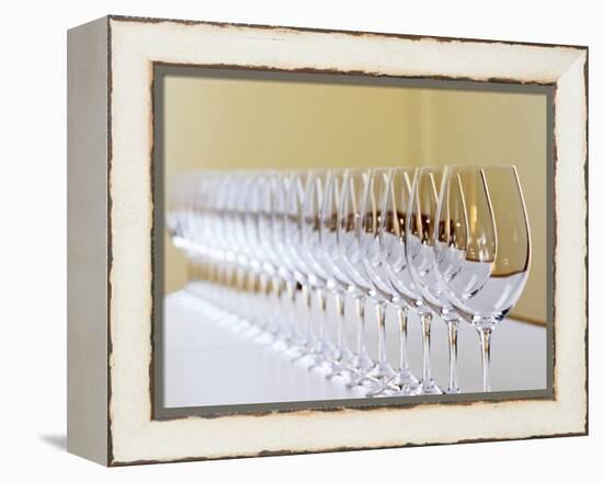 Row of Glasses for Tasting, Chateau Baron Pichon Longueville, Pauillac, Medoc, Bordeaux, France-Per Karlsson-Framed Premier Image Canvas