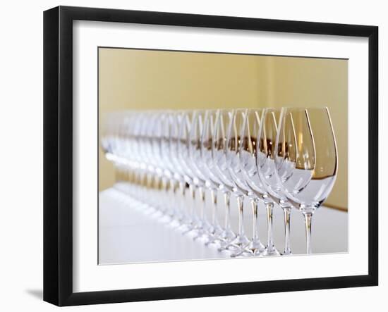 Row of Glasses for Tasting, Chateau Baron Pichon Longueville, Pauillac, Medoc, Bordeaux, France-Per Karlsson-Framed Photographic Print