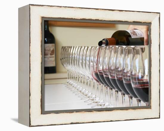 Row of Glasses for Tasting, Chateau Baron Pichon Longueville, Pauillac, Medoc, Bordeaux, France-Per Karlsson-Framed Premier Image Canvas