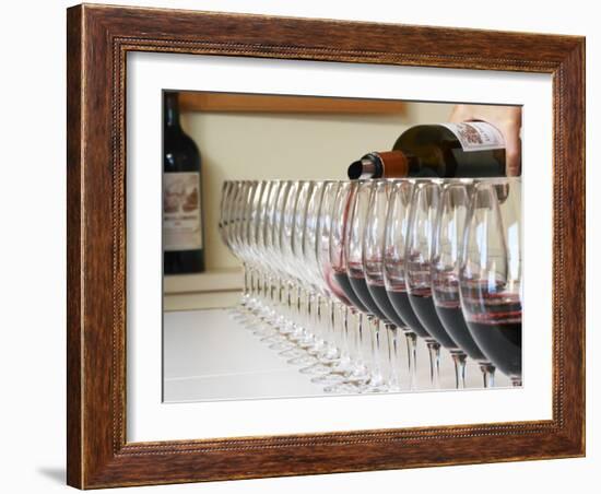 Row of Glasses for Tasting, Chateau Baron Pichon Longueville, Pauillac, Medoc, Bordeaux, France-Per Karlsson-Framed Photographic Print