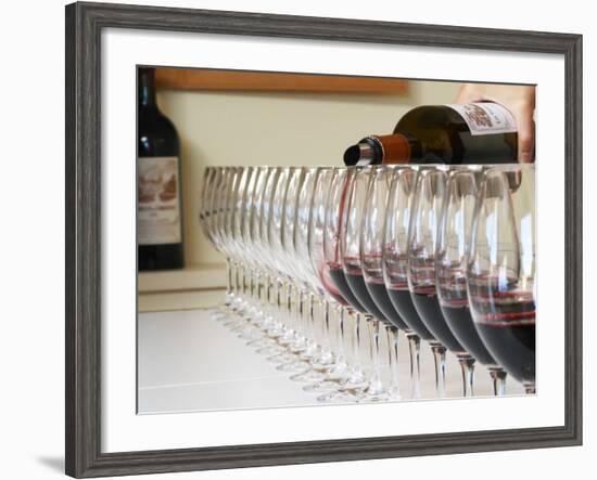 Row of Glasses for Tasting, Chateau Baron Pichon Longueville, Pauillac, Medoc, Bordeaux, France-Per Karlsson-Framed Photographic Print