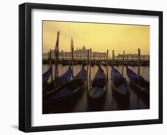 Row of Gondolas at Dawn, San Giorgio Maggiore, Venice, Veneto, Italy, Europe-Jochen Schlenker-Framed Photographic Print
