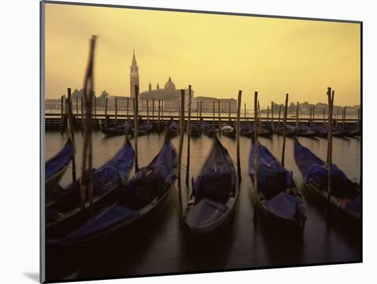 Row of Gondolas at Dawn, San Giorgio Maggiore, Venice, Veneto, Italy, Europe-Jochen Schlenker-Mounted Photographic Print