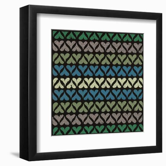 Row of Hearts (Teal)-Susan Clickner-Framed Giclee Print