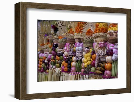 Row of Offerings at Pura Samuan Tiga Temple, Bedulu, Bali, Indonesia-Jaynes Gallery-Framed Photographic Print