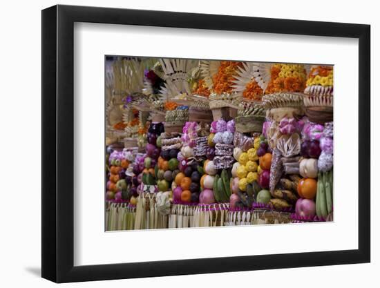 Row of Offerings at Pura Samuan Tiga Temple, Bedulu, Bali, Indonesia-Jaynes Gallery-Framed Photographic Print