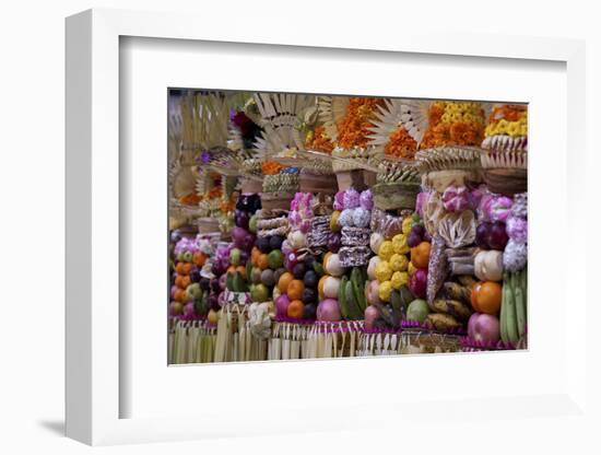 Row of Offerings at Pura Samuan Tiga Temple, Bedulu, Bali, Indonesia-Jaynes Gallery-Framed Photographic Print