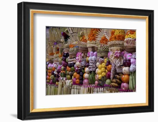 Row of Offerings at Pura Samuan Tiga Temple, Bedulu, Bali, Indonesia-Jaynes Gallery-Framed Photographic Print