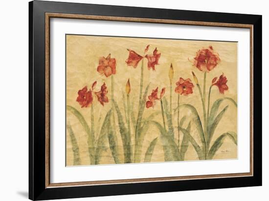 Row of Red Amaryllis-Cheri Blum-Framed Art Print