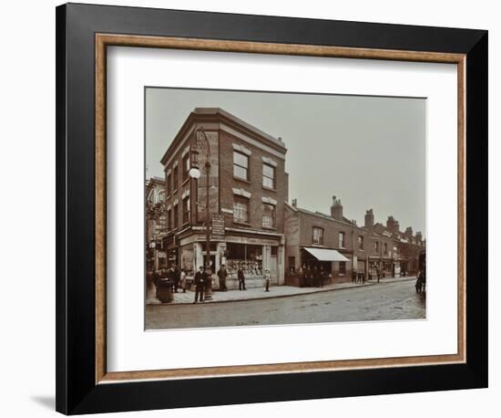 Row of Shops in Lea Bridge Road, Hackney, London, September 1909-null-Framed Photographic Print