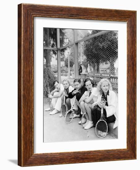 Row of Tennis Players with Rackets-null-Framed Photo