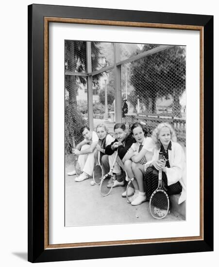 Row of Tennis Players with Rackets-null-Framed Photo