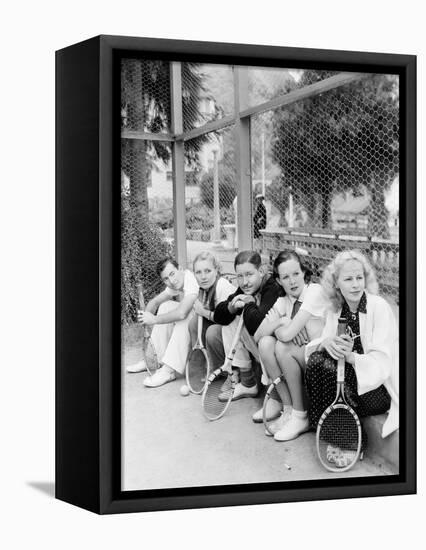 Row of Tennis Players with Rackets-null-Framed Stretched Canvas