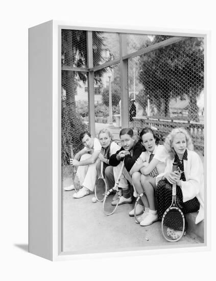 Row of Tennis Players with Rackets-null-Framed Stretched Canvas