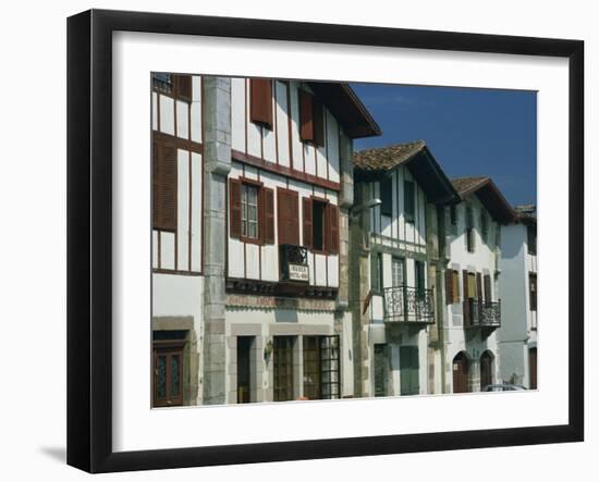 Row of Traditional Buildings in the Village of Ainhoa in the Pyrenees in Aquitaine, France-Michael Busselle-Framed Photographic Print