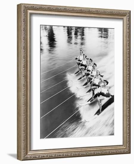 Row of Women Water Skiing-Everett Collection-Framed Photographic Print