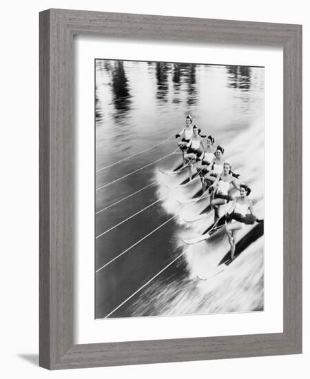 Row of Women Water Skiing-Everett Collection-Framed Photographic Print