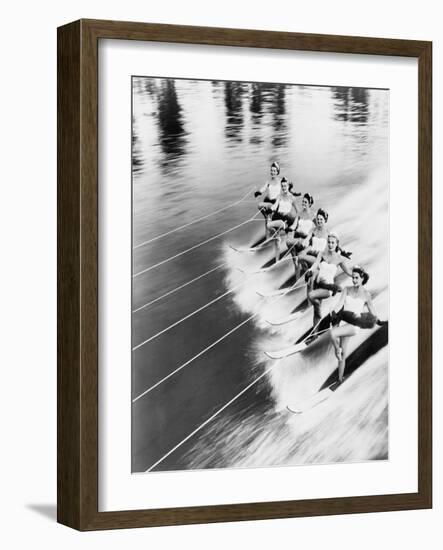 Row of Women Water Skiing-Everett Collection-Framed Photographic Print