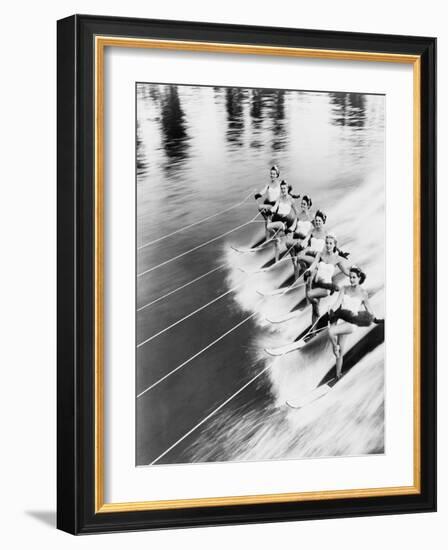 Row of Women Water Skiing-Everett Collection-Framed Photographic Print