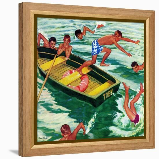 "Rowboat Diving", July 12, 1952-Mead Schaeffer-Framed Premier Image Canvas